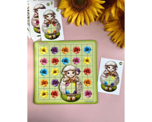 Деревянный пазл-сортер "Овечка на лужайке" Ubumblebees (ПСФ096) PSF096, 20 карт