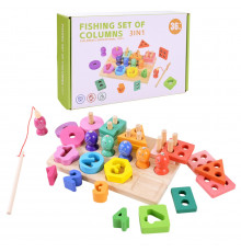 Дитяча дерев’яна іграшка "Пірамідка-сортер" C9416 рибалка, вкладиші