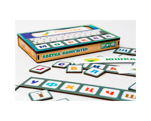 Деревянная игрушка-сортер "Азбука компьютер" Puz-73913, 32 карточки