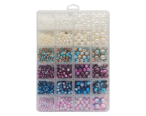 Набор для творчества "Бисер" 1199-84 бусины, резинка, пластиковая коробка