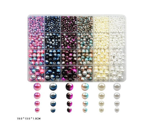 Набор для творчества "Бисер" 1199-84 бусины, резинка, пластиковая коробка