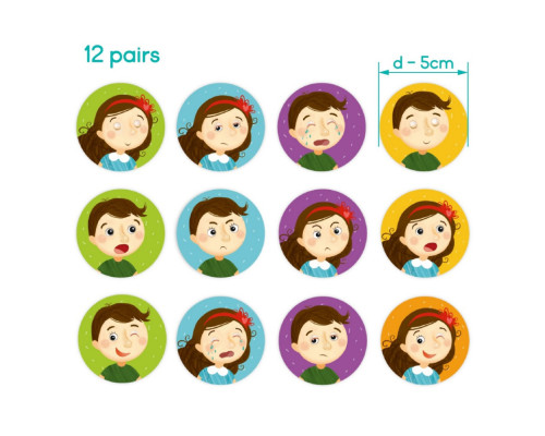 Настільна гра-мемо "Емоції" 301240, 24 фішки із зображенням