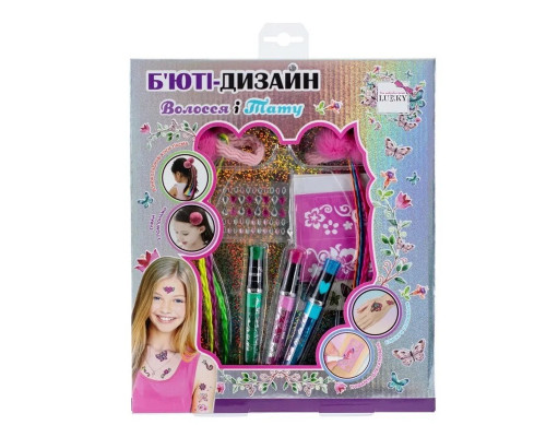 Дитячий набір косметики "Волосся і татуювання" T20728 блискучі татуювання