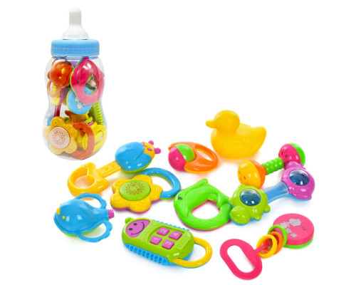 Детский набор погремушек "Бутылочка" 3838A-34, 23 см, 10 штук