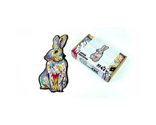 Фигурный деревянный пазл A4 Зайчик побегайчик PuzA4-00757, 68 деталей