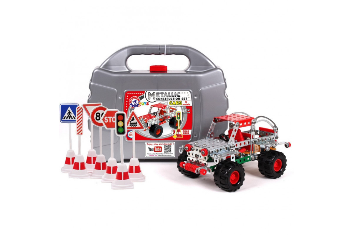 Детский Конструктор металлический "Авто" ТехноК 3855TXK, 312 деталей