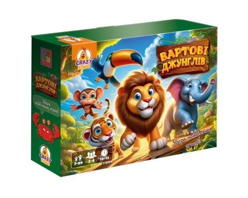 Игра настольная "Часовые джунглей" VT8055-47, 5 фишек с животными