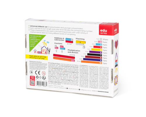 Навчальний набір "Палички для рахунку Кюїзенера" Igroteco 900385, 56 деталей