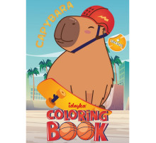 Детская раскраска со стикерами "Капибара и спорт" CB23, 16 страниц