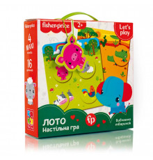 Гра настільна "Fisher Price. Лото. Вивчаємо тварин" VT2910-01, 4 гральні поля