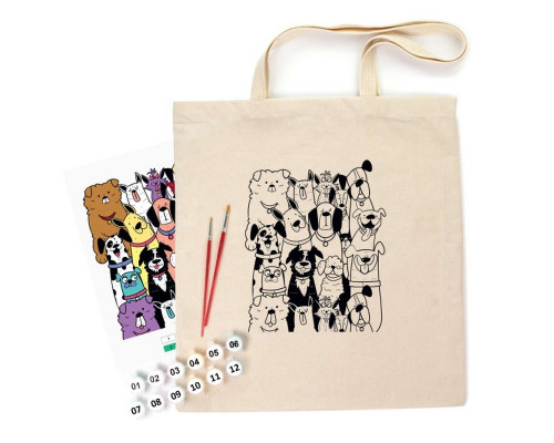 Набір для творчості екосумка-розмальовка "Dogs" N0003612, 38х42 см