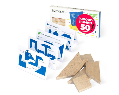 Дерев'яна головоломка "Танграм" Igroteco 900569, 6 елементів