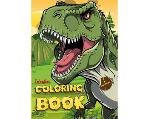 Детская раскраска со стикерами "Мир хищных динозавров" CB25, 16 страниц
