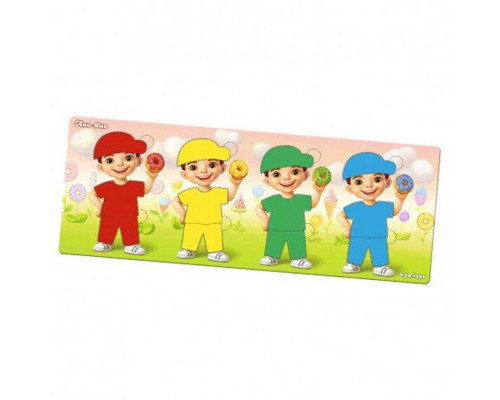 Деревянный пазл-сортер "Мальчики с пончиками" Ubumblebees (ПСФ100) PSF100, 12 деталей и 12 карт