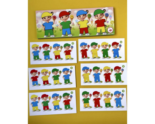 Деревянный пазл-сортер "Мальчики с пончиками" Ubumblebees (ПСФ100) PSF100, 12 деталей и 12 карт