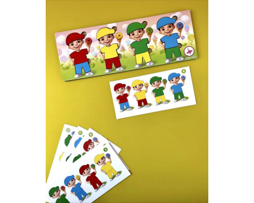 Деревянный пазл-сортер "Мальчики с пончиками" Ubumblebees (ПСФ100) PSF100, 12 деталей и 12 карт