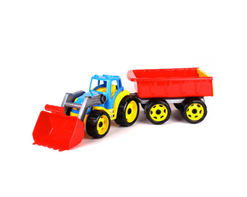 Игрушечный трактор с ковшом и прицепом 3688TXK, 2 цвета Разноцветный
