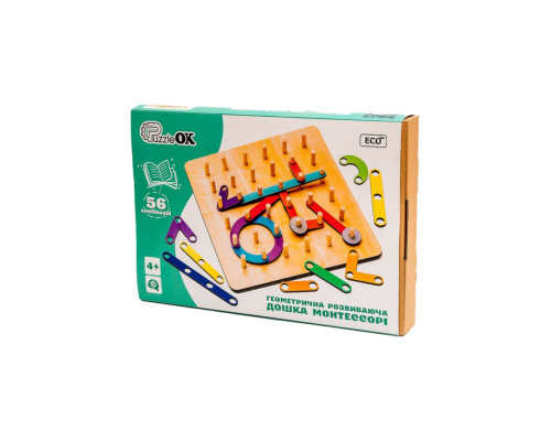 Геометрическая развивающая "Доска Монтессори" Puz-27260, 56 комбинаций