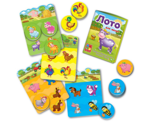 Детская настольная игра Лото "Ферма" VT2100-08, 16 фишек