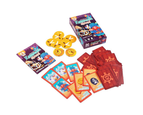 Дитяча карткова гра "Карррамба пірати! Vladi Toys" VT8077-07, 50 карт 12 монет, правила гри