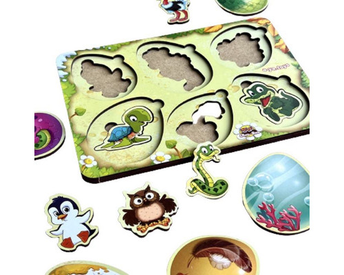 Деревянный пазл-сортер "Кто в яйце?" Ubumblebees (ПСФ085) PSF085