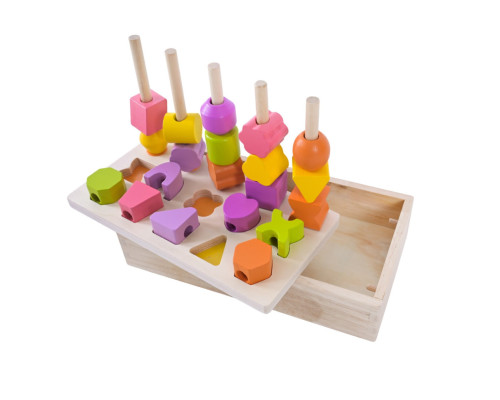 Детская деревянная игрушка "Пирамидка-сортер" C9407, 8 карточек