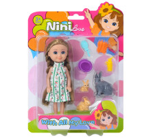 Детский игровой набор с куклой 618-18, 3 кролика, морковь, аксессуары