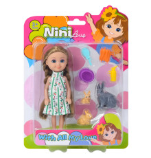 Дитячий ігровий набір з лялькою 618-18, 3 кролика, морква, аксесуари