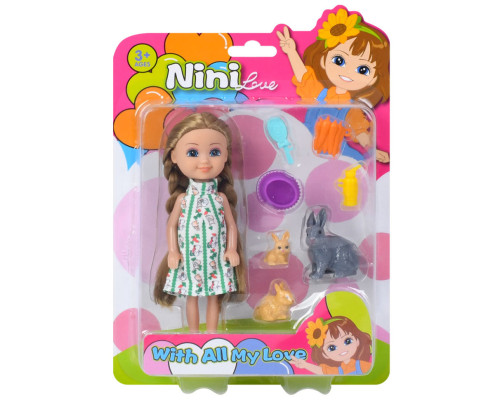 Дитячий ігровий набір з лялькою 618-18, 3 кролика, морква, аксесуари