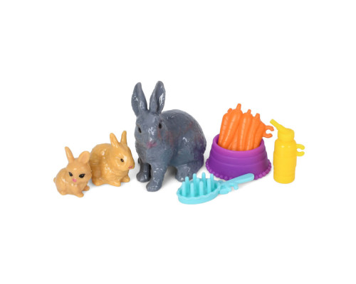 Дитячий ігровий набір з лялькою 618-18, 3 кролика, морква, аксесуари