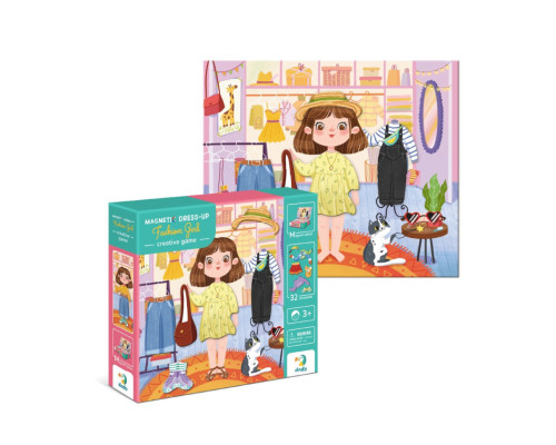 Магнітна гра "Одягалка Модниця" 200243, 1 магнітна дощечка, 32 магніти