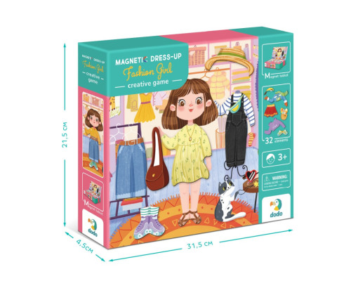 Магнітна гра "Одягалка Модниця" 200243, 1 магнітна дощечка, 32 магніти
