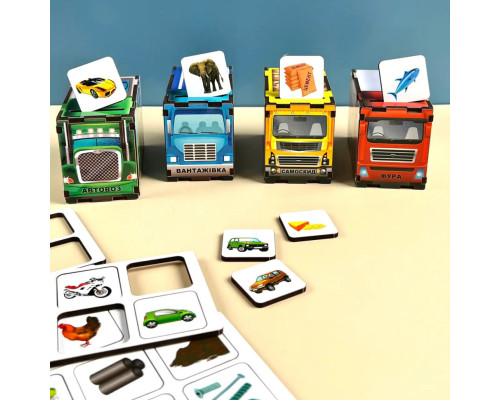 Деревянная настольная игра "Автопарк" Ubumblebees (ПСД082) PSD082 сортер-комодик