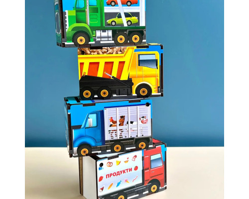 Деревянная настольная игра "Автопарк" Ubumblebees (ПСД082) PSD082 сортер-комодик