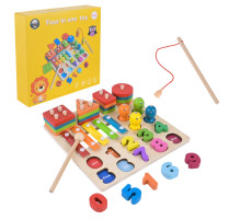 Детская деревянная игрушка "4 в 1" C9404 рыбалка, ксилофон