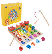 Дитяча дерев’яна іграшка "4 в 1" C9404 рибалка, ксилофон