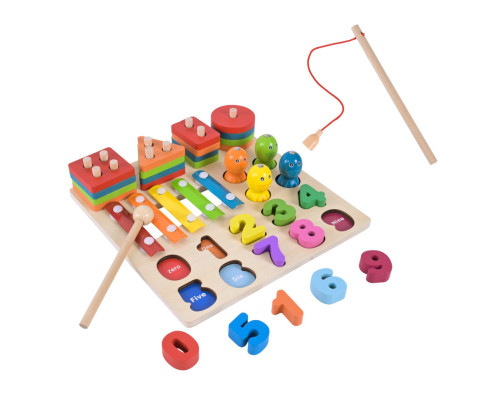 Детская деревянная игрушка "4 в 1" C9404 рыбалка, ксилофон