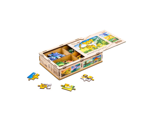 Дерев’яний дитячий пазл 4в1 "Дикі звірі" Puz-58714, 80 елементів