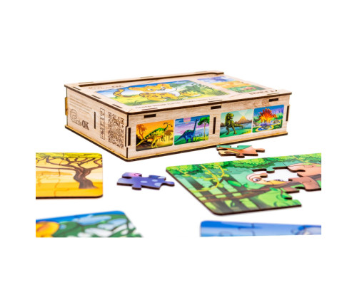 Дерев’яний дитячий пазл 4в1 "Дикі звірі" Puz-58714, 80 елементів