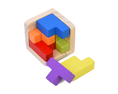 Дерев'яна Куб-головоломка MD 0758-4 підставка 6 елементів