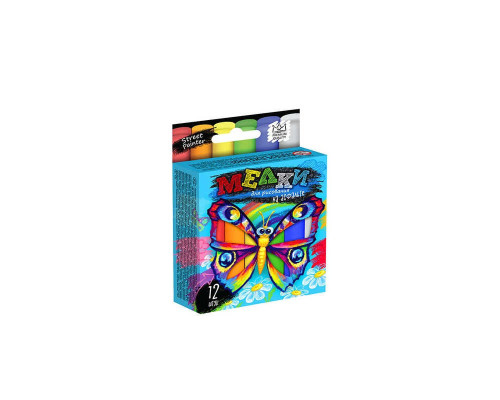 Дитяча крейда для малювання на асфальті тонка MEL-02-03U, 12 шт