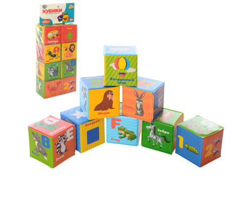 Дитячий набір кубиків для купання M 5466 RU слова, абетка, цифри, 8 штук