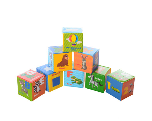 Дитячий набір кубиків для купання M 5466 RU слова, абетка, цифри, 8 штук