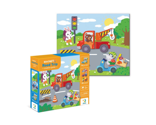 Магнітна гра "Дорожні пригоди" 200244, 1 магнітна дощечка, 36 магнітів