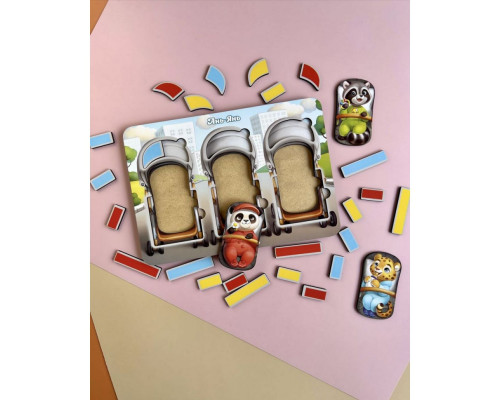 Деревянный пазл-сортер "Коляски" Ubumblebees (ПСФ089) PSF089, 27 деталей и 12 карточек