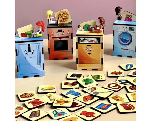 Деревянная настольная игра "Бытовая техника" Ubumblebees (ПСД001) PSD001 сортер-комодик