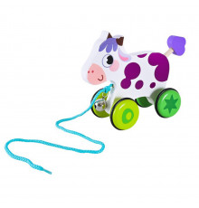 Дитяча дерев’яна каталочка "Корівка" C15030-6 на мотузці