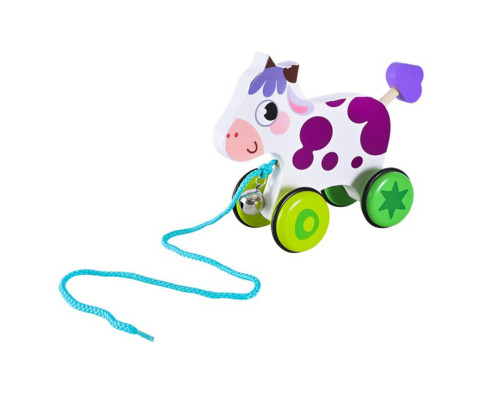 Дитяча дерев’яна каталочка "Корівка" C15030-6 на мотузці