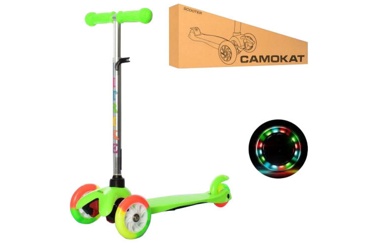 Детский самокат iTrike BB 3-013-4-A-GR MINI светящиеся колеса