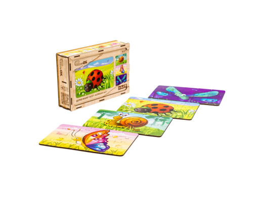 Деревянный детский пазл 4в1 "Насекомые" Puz-59557, 80 элементов